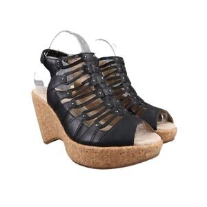 Jambu Shoes Womens 9 Sandals Wedge Platform Fashion Caged Peep Toe Cushioned JBU